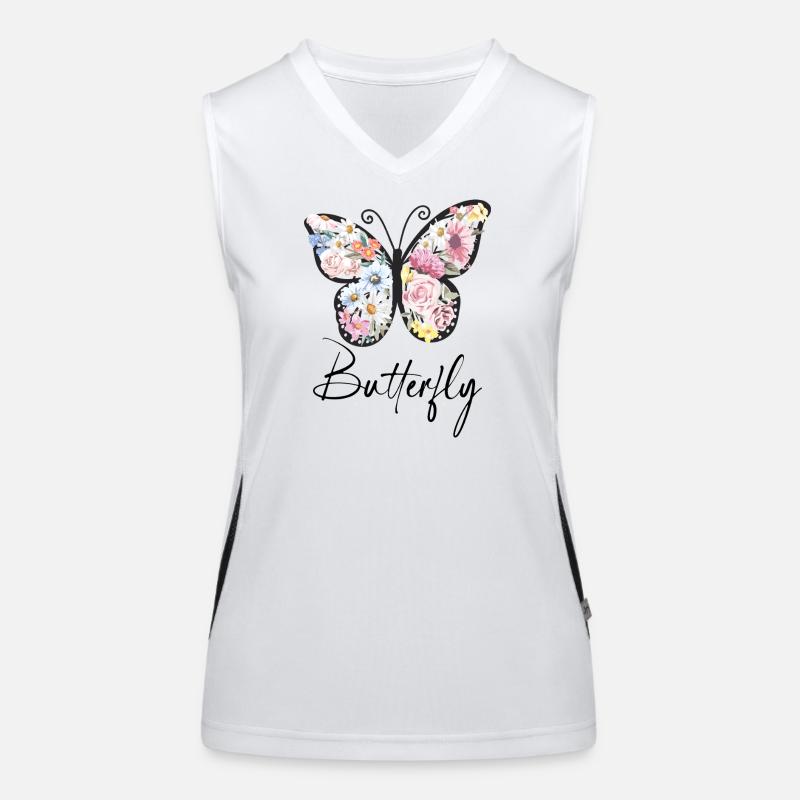 Ailes de Fleur Fleur Papillon Débardeur respirant contrasté Femme