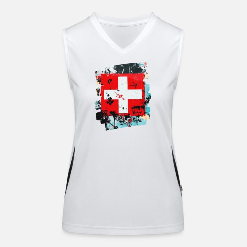 Schweizer Flagge Schweiz Funktionelles Kontrast-Tank Top für Frauen