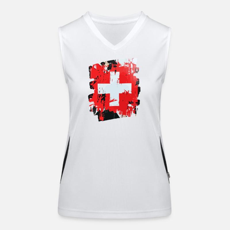 Schweizer Flagge Schweiz Funktionelles Kontrast-Tank Top für Frauen