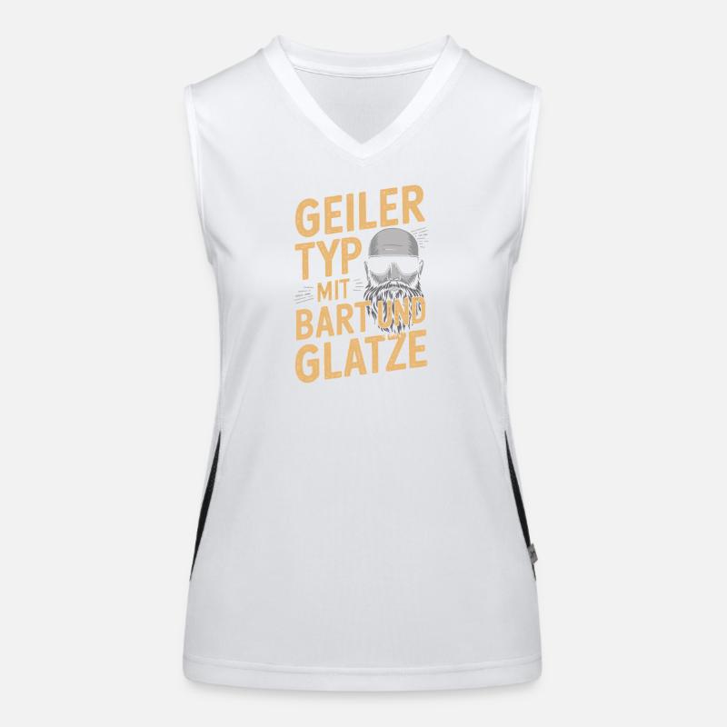 Geiler Typ Mit Bart & Glatze Glatzkopf Bartträger Funktionelles Kontrast-Tank Top für Frauen
