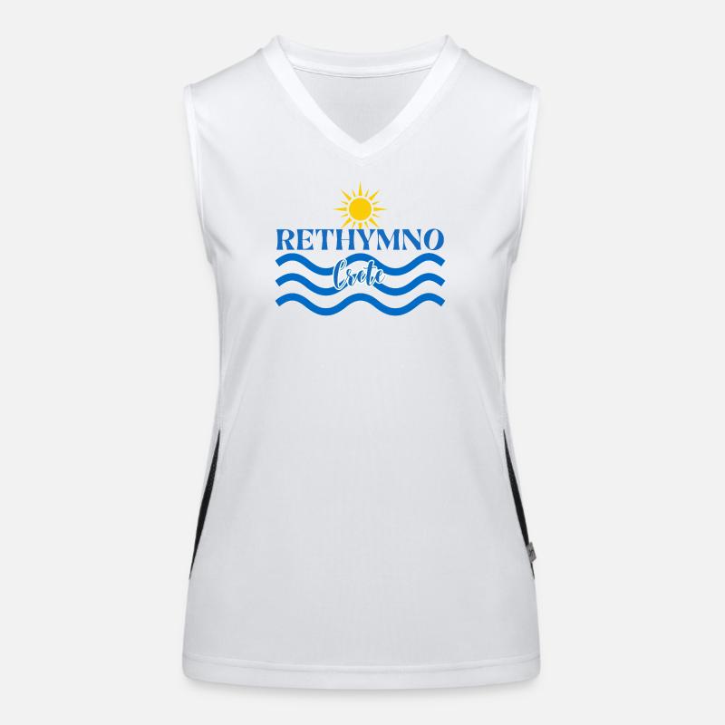 Rethymno Sunset Wave Design - Women's Functional Contrast Tank Top - white/black