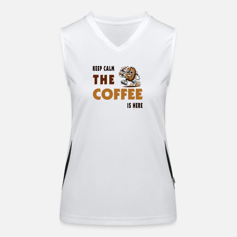 Keep Calm – The Coffee Is Here Funktionelles Kontrast-Tank Top für Frauen