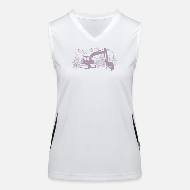 Excavator Silhouette Construction Equipment Operator Work Women's Functional Contrast Tank Top