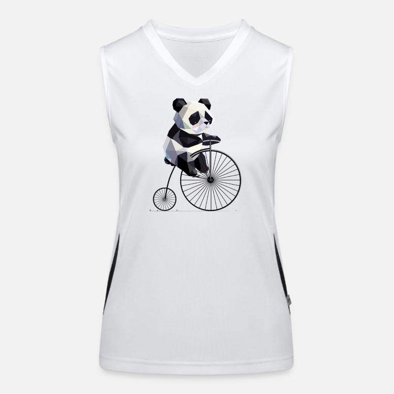 Panda on penny-farthing – le rétro rencontre l’amour animal Débardeur respirant contrasté Femme