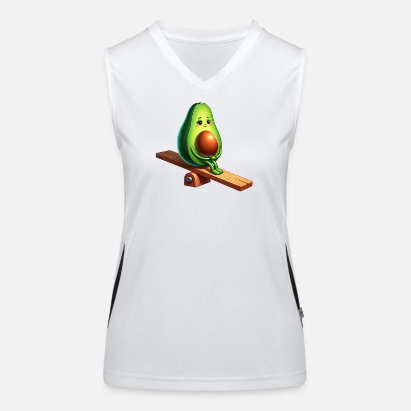 Avocat mignon balançoire terrain de jeu bande dessinée végétalien Débardeur respirant contrasté Femme