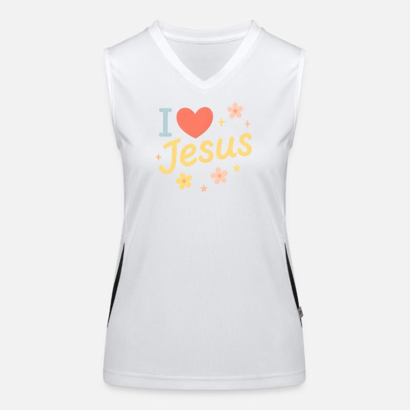 Ich liebe Jesus Funktionelles Kontrast-Tank Top für Frauen