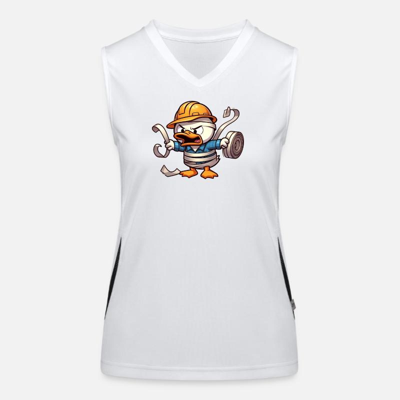 Ducks Construction Worker: Humor in Construction Site Style Women's Functional Contrast Tank Top