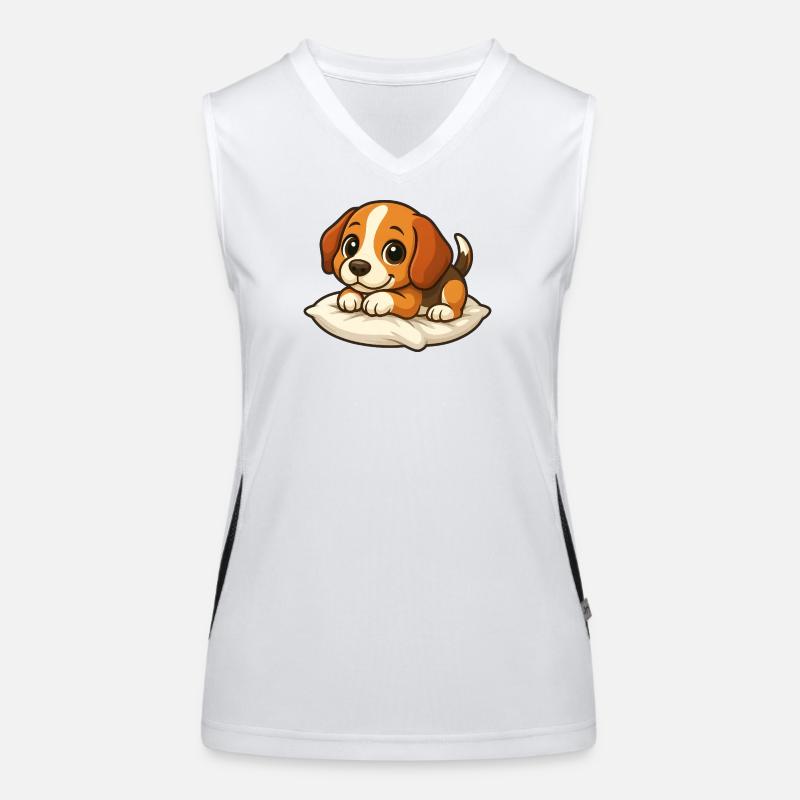 Mignon Beagle Dessin animé Couché Câlin relaxant Débardeur respirant contrasté Femme