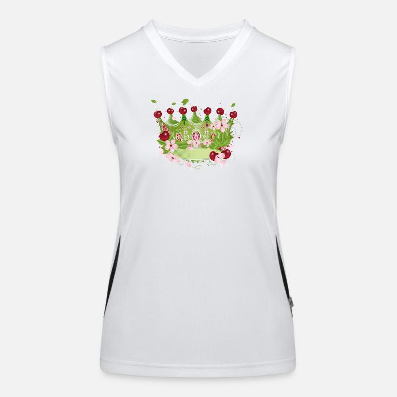 Motiv einer Kirschenkrone mit Blüten und Blättern Funktionelles Kontrast-Tank Top für Frauen