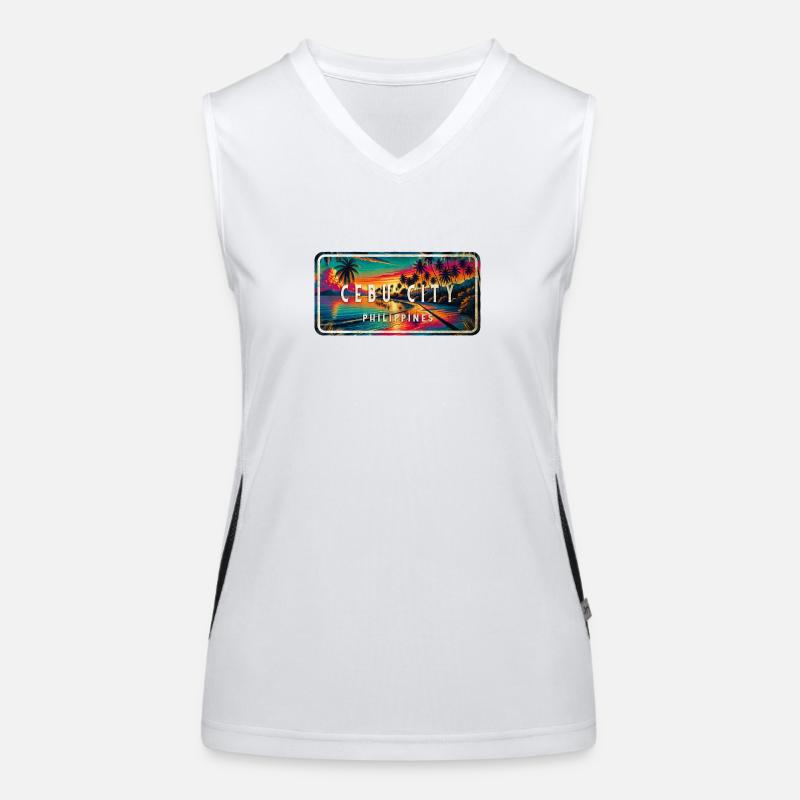 Cebu City – Tropical Retro Schild Funktionelles Kontrast-Tank Top für Frauen