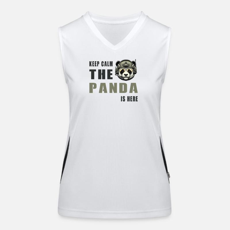 Taktischer Panda – Keep Calm Funktionelles Kontrast-Tank Top für Frauen