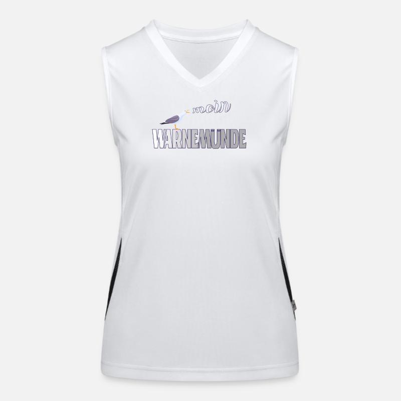 Warnemünde Möwe mit Moin Ostee Funktionelles Kontrast-Tank Top für Frauen