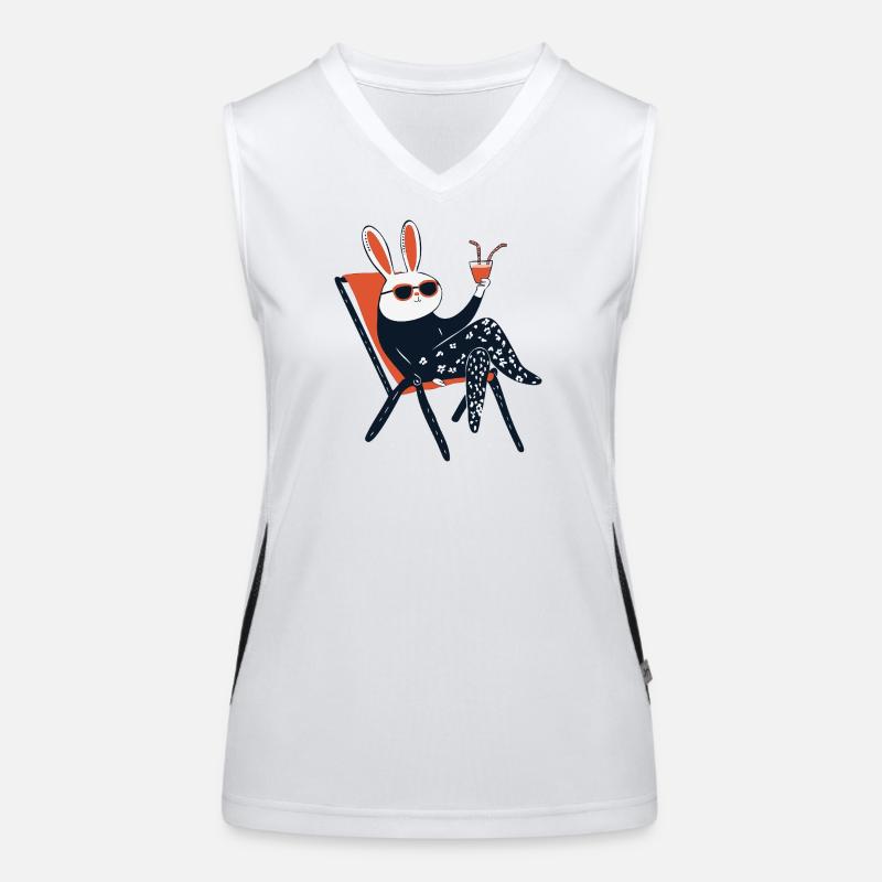 Beach Bunny – Chill Rabbit mit Sonnenbrille & Getränk Funktionelles Kontrast-Tank Top für Frauen