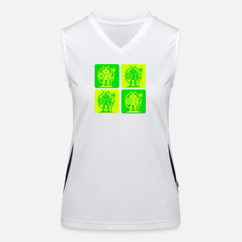 Nordischer Wikinger Silhouette Funktionelles Kontrast-Tank Top für Frauen