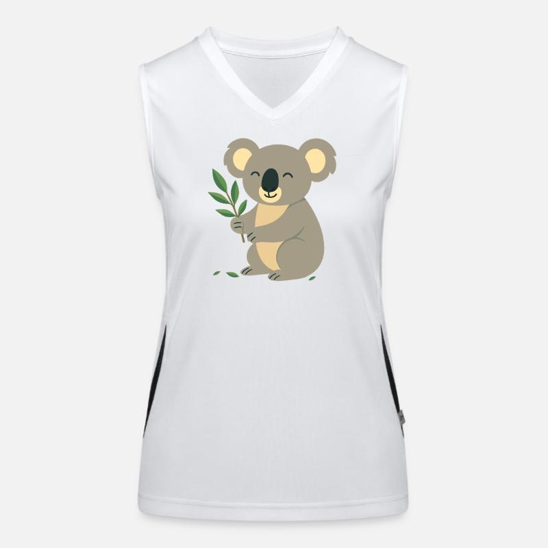 Smiling koala with eucalyptus Women's Functional Contrast Tank Top