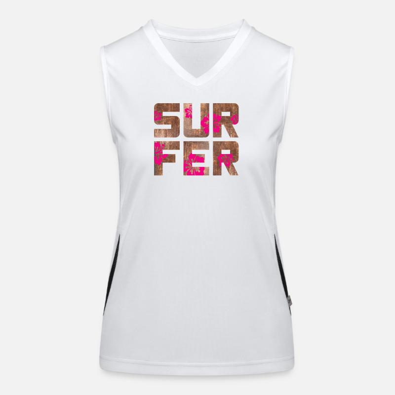 Surfer Hawaii Camping Beach Surfboard Camp Summer Women's Functional Contrast Tank Top