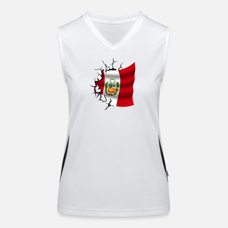 Flagge von Peru - Peru - Flagge Broken Design Funktionelles Kontrast-Tank Top für Frauen