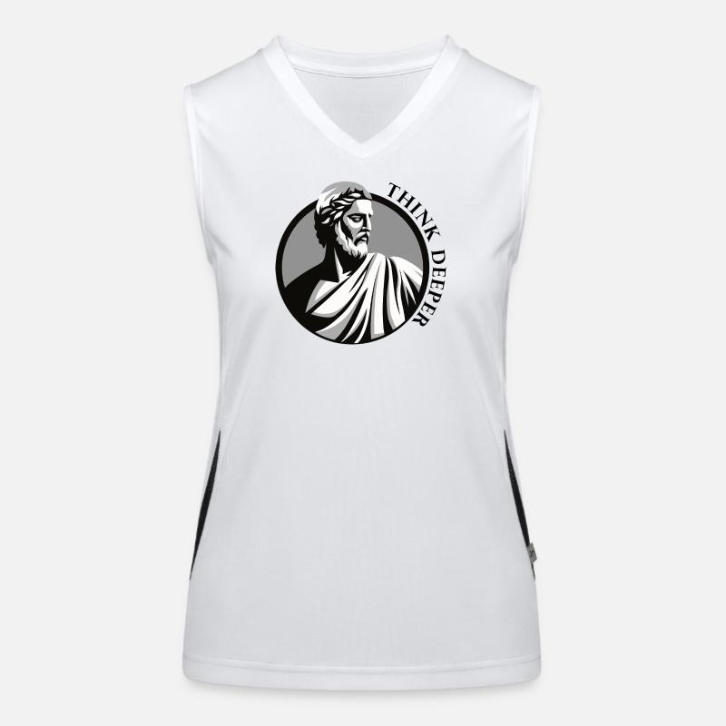 Classic Greek Philosopher | "Think Deeper" | Stoic Women's Functional Contrast Tank Top