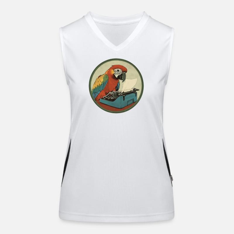 Parrot with typewriter – Feather-light and creative Women's Functional Contrast Tank Top
