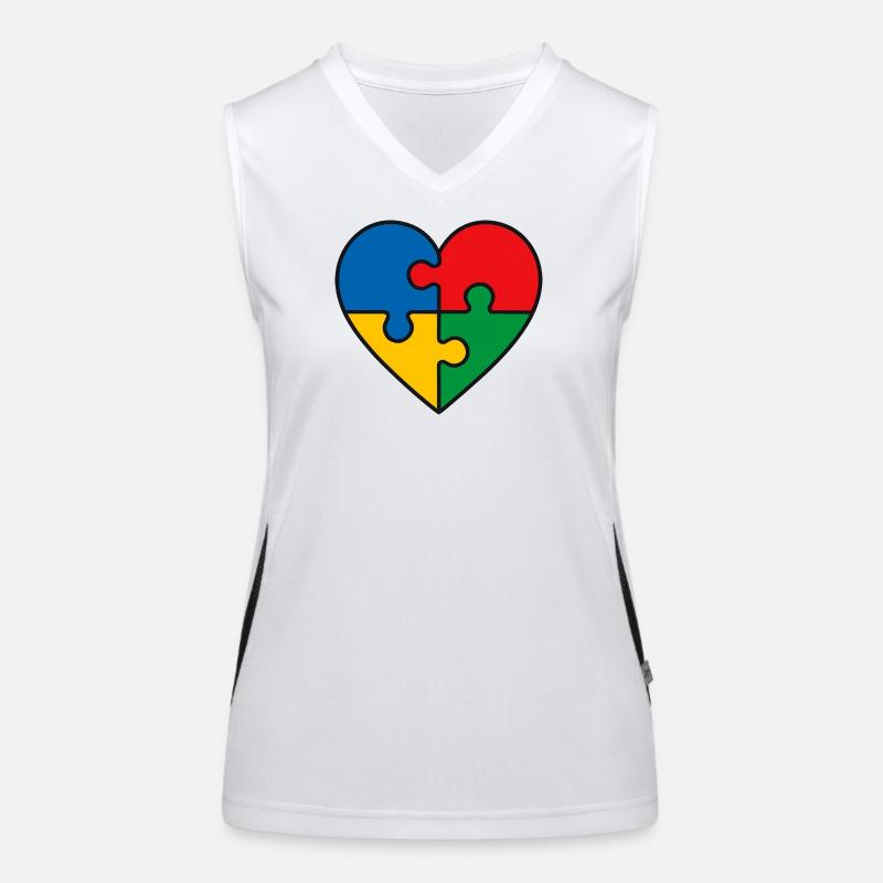 Puzzle Herz Funktionelles Kontrast-Tank Top für Frauen
