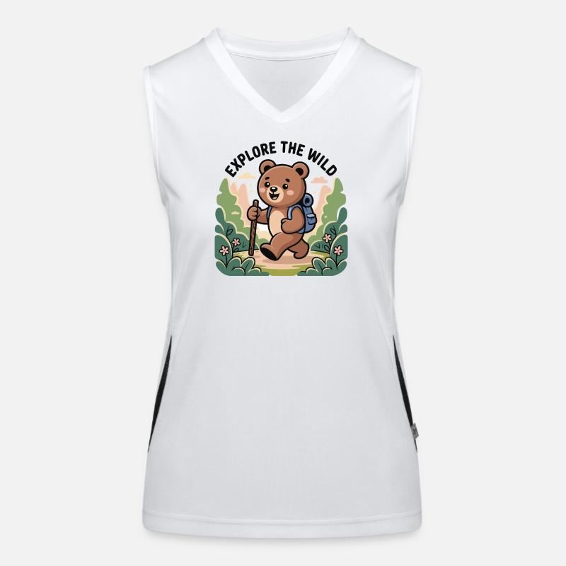 Explore the Wild Bear Illustration - Women's Functional Contrast Tank Top - white/black