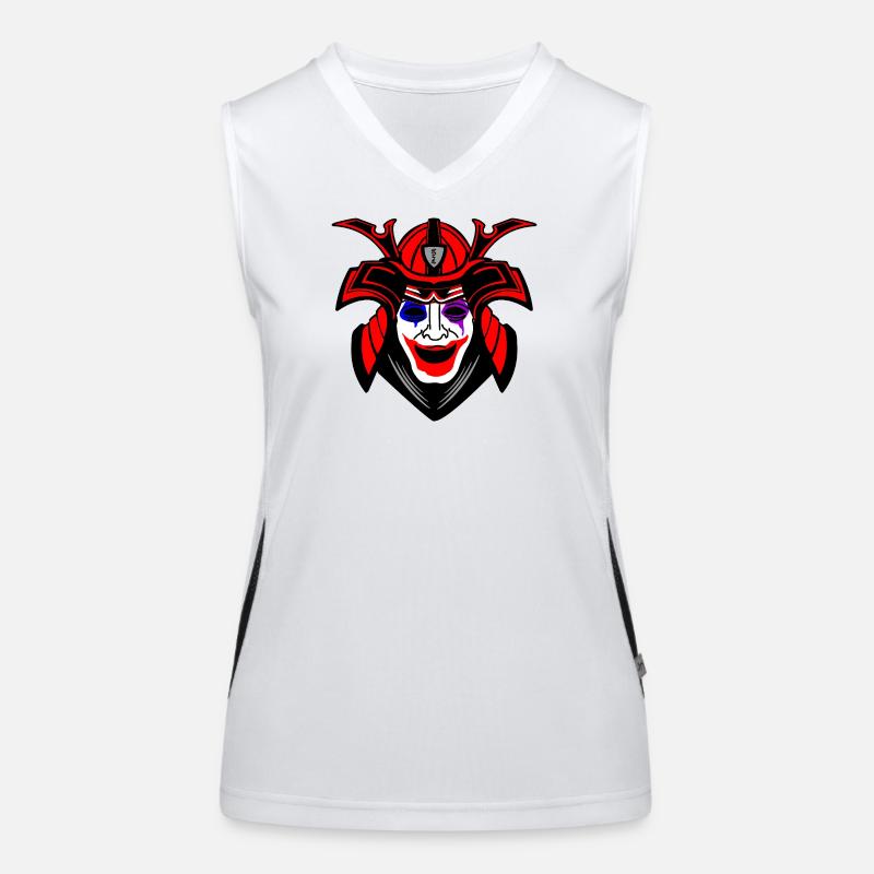 Happy Samurai with Menpo Mask Women's Functional Contrast Tank Top