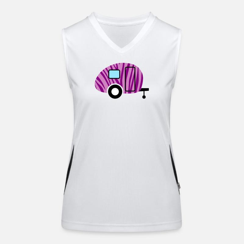 Caravan Caravan Zebra Camping Camper Pattern Fan Women's Functional Contrast Tank Top