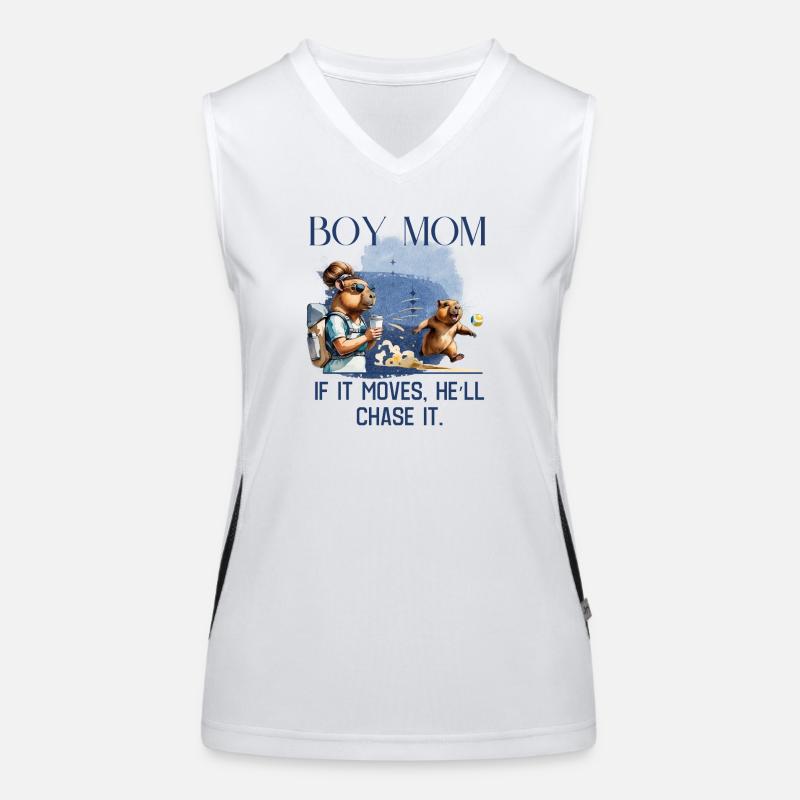 Boy Mom – If It Moves, He'll Chase It Women's Functional Contrast Tank Top