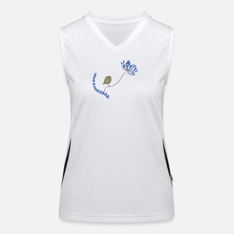 Vogel mit Blume Funktionelles Kontrast-Tank Top für Frauen