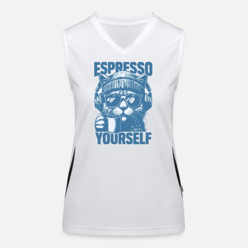 "Espresso Yourself" Cool Cat zum Kaffee Funktionelles Kontrast-Tank Top für Frauen
