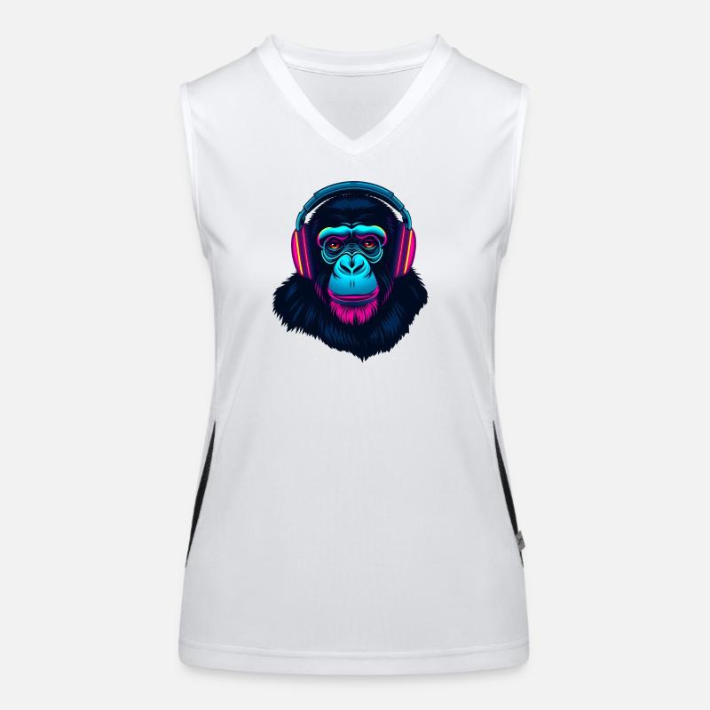 Affe als DJ Funktionelles Kontrast-Tank Top für Frauen