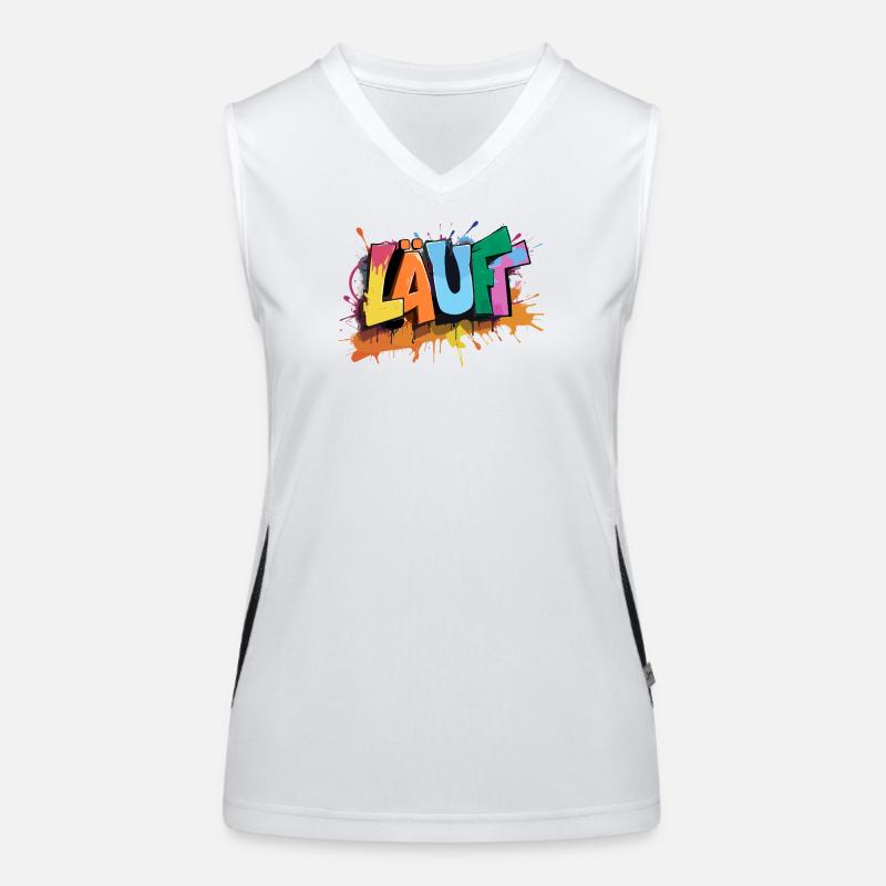 Läuft Statement Läufer Graffiti Lustige Sprüche Funktionelles Kontrast-Tank Top für Frauen