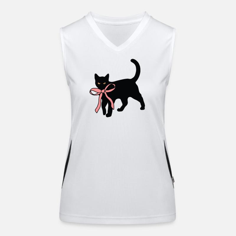 Schwarze Katze mit Fliege Funktionelles Kontrast-Tank Top für Frauen