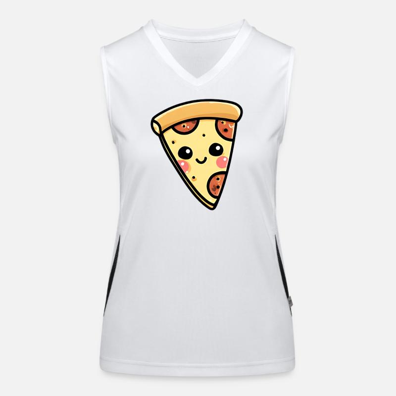 Illustration de tranche de pizza kawaii Débardeur respirant contrasté Femme