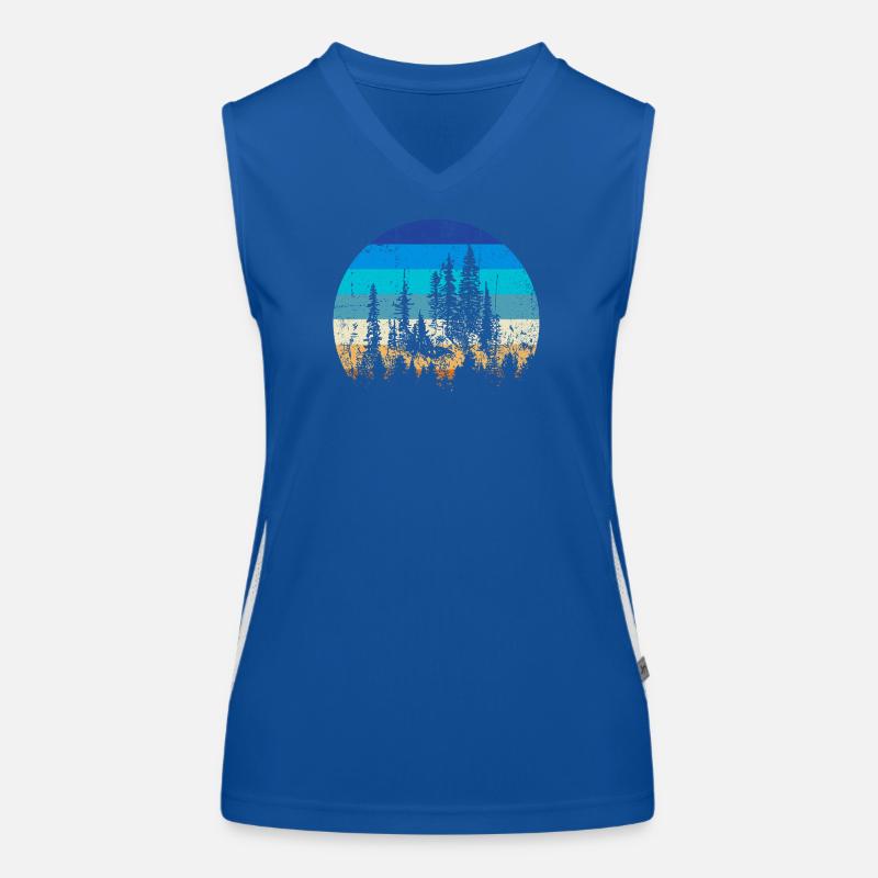Sunset Forest Silhouette Print Women's Functional Contrast Tank Top