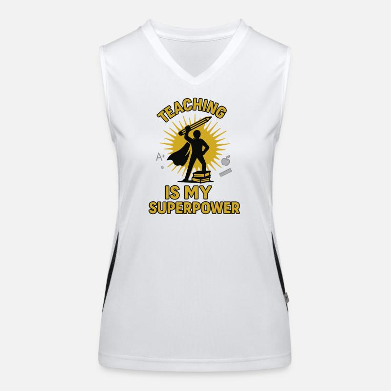 Lehrkraft Superheld Design Funktionelles Kontrast-Tank Top für Frauen
