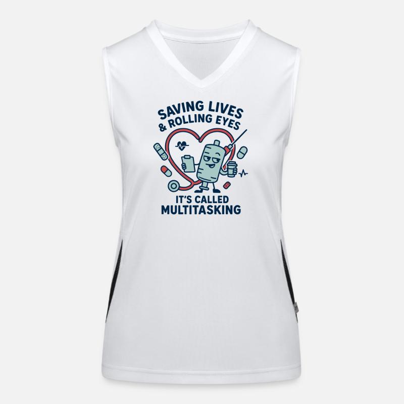 Multitasking Rettungsherz Design Funktionelles Kontrast-Tank Top für Frauen