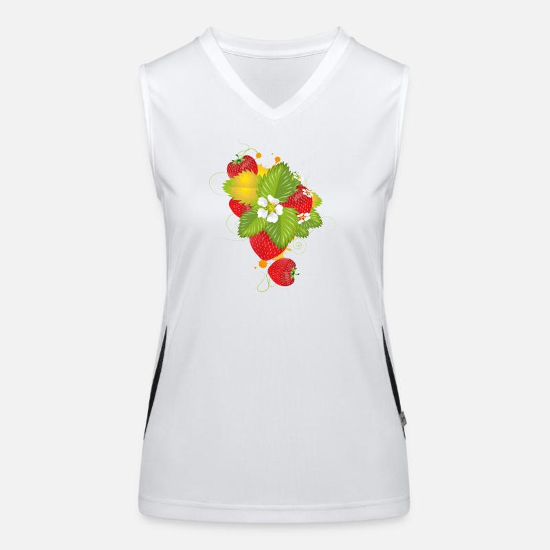 Fraises rouges aux fleurs vertes et blanches juteuses Débardeur respirant contrasté Femme