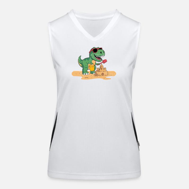 Playful Dinosaur Sandcastle Design Women's Functional Contrast Tank Top
