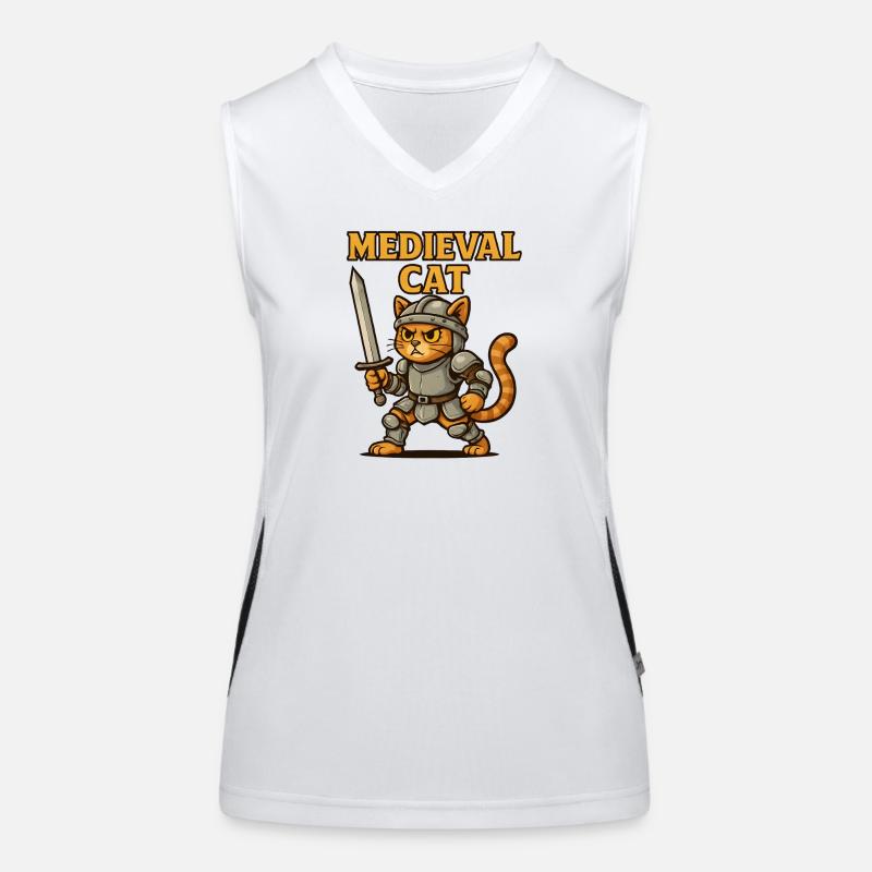 Mittelalter Katze Funktionelles Kontrast-Tank Top für Frauen