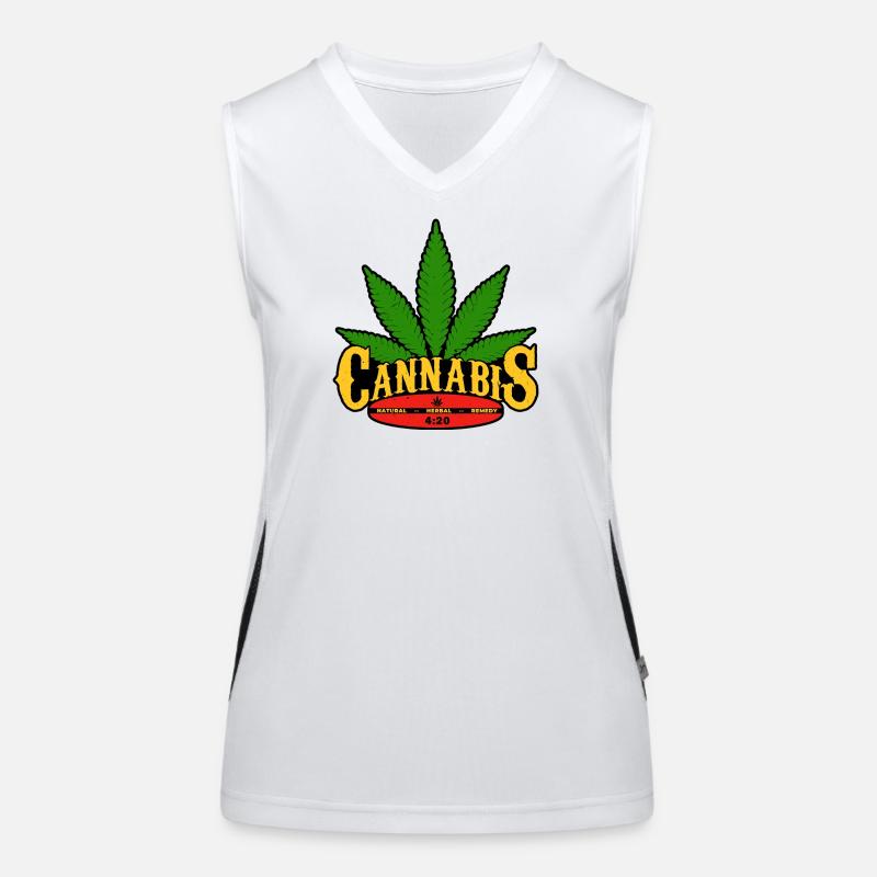 Cannabis Blatt Retro Abzeichen Design Funktionelles Kontrast-Tank Top für Frauen