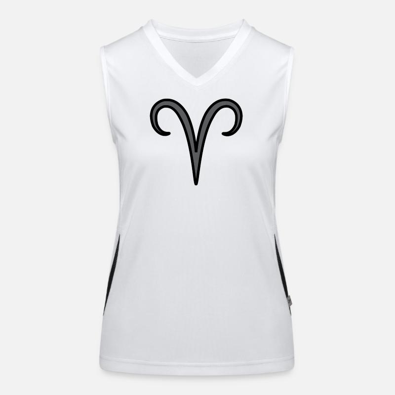 Widder Sternzeichen Symbol Schwarz & Grau Funktionelles Kontrast-Tank Top für Frauen