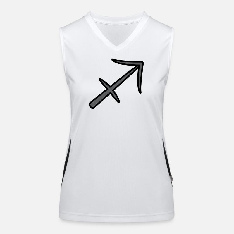 Schütze Sternzeichen Symbol Schwarz & Grau Funktionelles Kontrast-Tank Top für Frauen