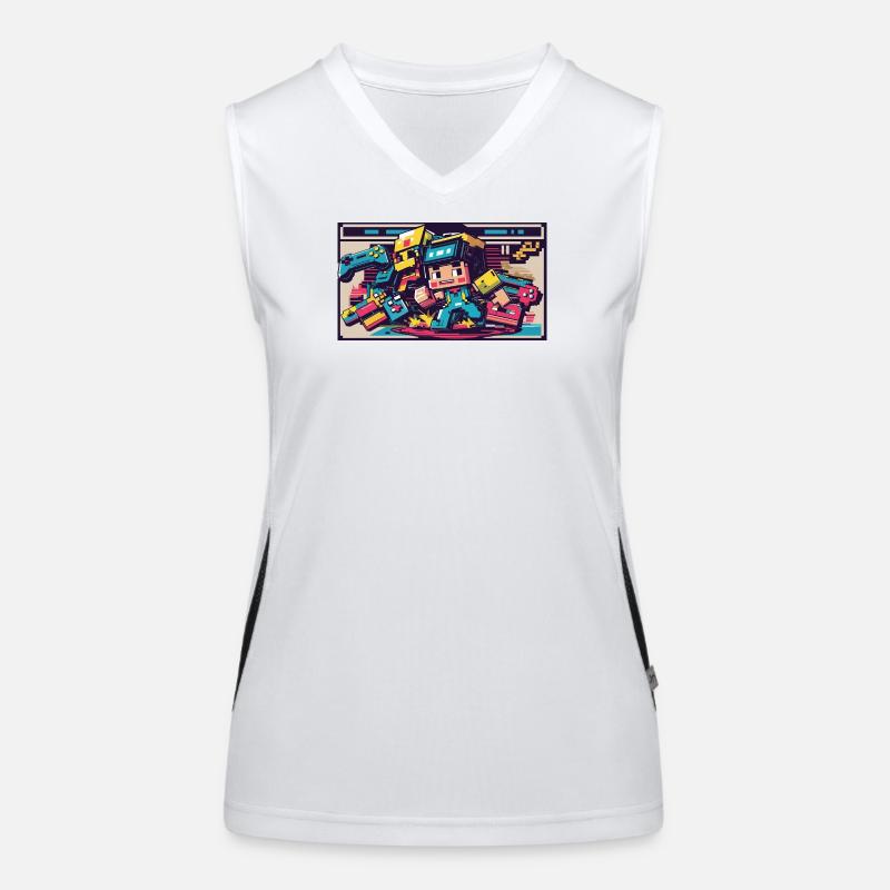 Voxel Gaming Held mit Retro-Design Funktionelles Kontrast-Tank Top für Frauen