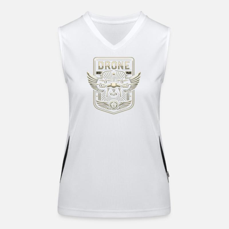 Aviation Drone Pilot Badge Design Women's Functional Contrast Tank Top