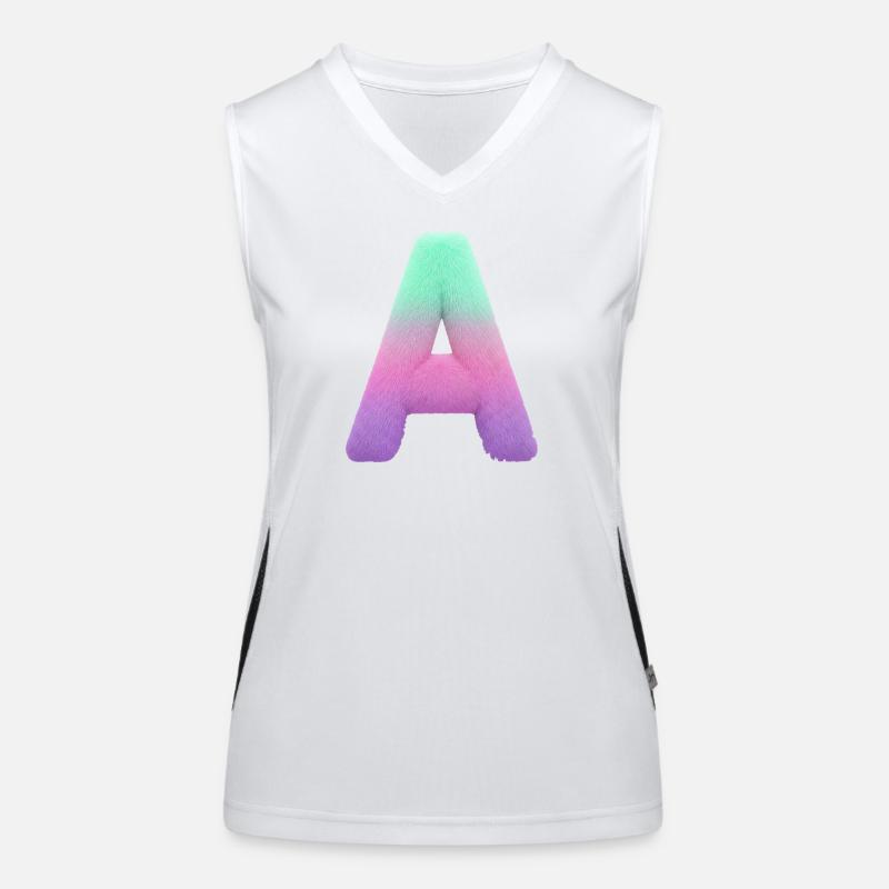 A letter with fur effect and pastel gradient Women's Functional Contrast Tank Top