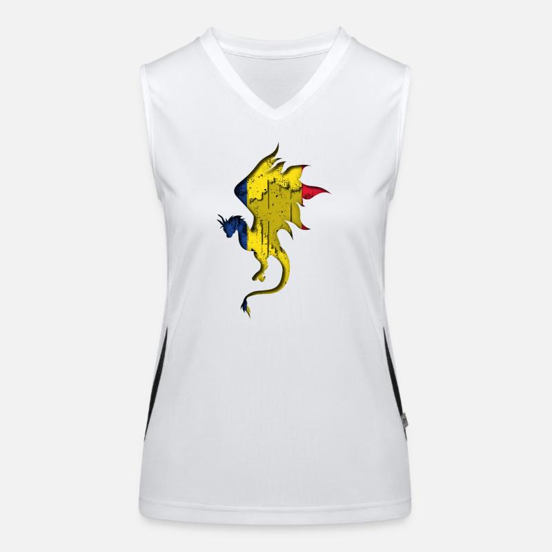 Drapeau de la Roumanie - Roumanie - Silhouette de dragon Débardeur respirant contrasté Femme