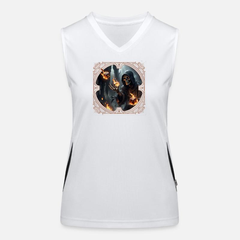 Skeleton Dice Magic and Fire Women's Functional Contrast Tank Top