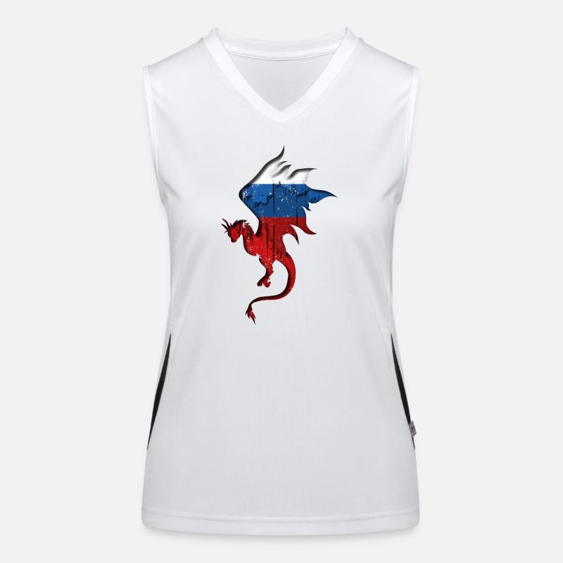 Drapeau de la Russie - Russie - Silhouette de dragon Débardeur respirant contrasté Femme