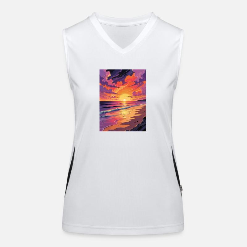 Tropical Sunset on Art Beach Women's Functional Contrast Tank Top